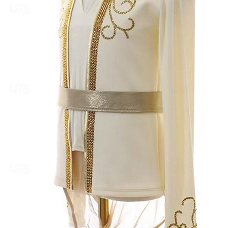 Figure Skating Dress Women's Girls' Ice Skating Dress Light Yellow Patchwork Thumbhole Mesh Spandex Stretchy Training Practice Professional Skating Wear Thermal Warm Crystal / Rhinestone Long Sleeve3