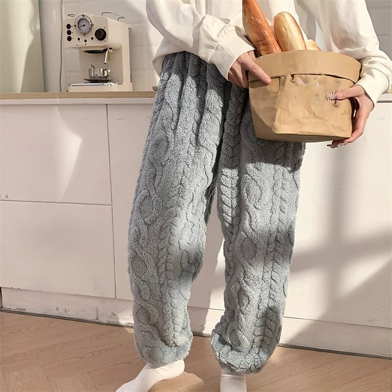 Women's Corduroy Pants Slacks Straight Casual Plus velvet Full Length Natural Plain Elastic Waist Comfortable Home Casual Daily Wear Lotus Black Pink Blue Winter Regular Fit3