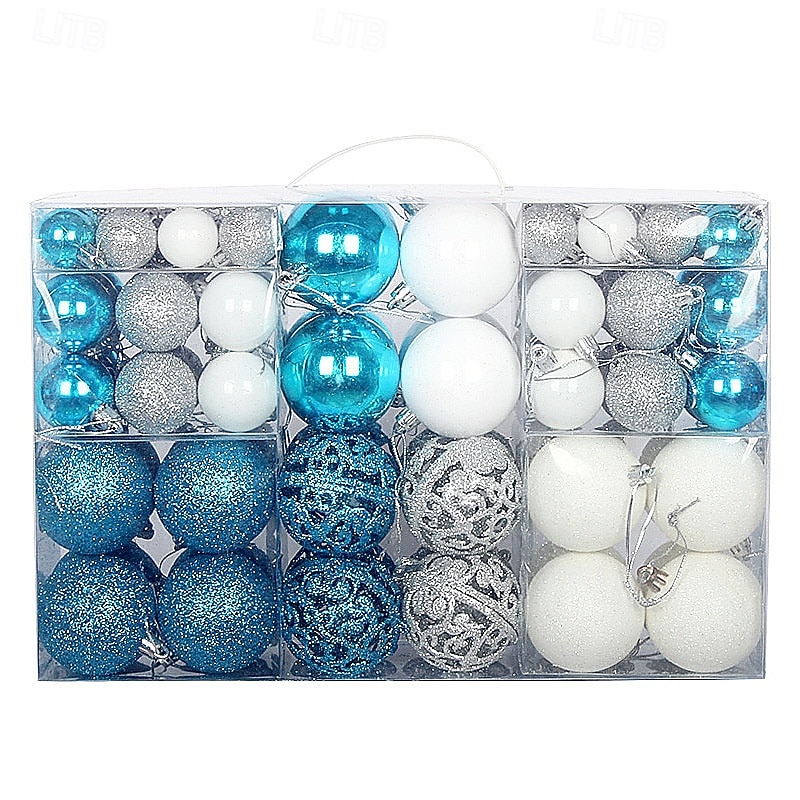 100 Pcs Christmas Tree Balls Baubles Ornaments Xmas Decorations Shiny Hollow Round Ball Gift Box Set For Holiday Party Scene Layout Christmas Tree Hanging Decoration Accessories3