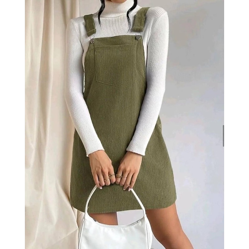 Women's Mini Dress Casual Dress Slip Dress Classic Modern Outdoor Vacation Going out Regular Fit Plain Sleeveless U Neck Black Brown Green Khaki Fall2