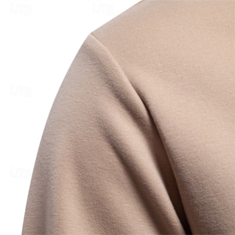 Men's Sweatshirt Pullover Hoodie Sweatshirt Pullover Khaki Crew Neck Plain Patchwork Pocket Sports & Outdoor Casual Daily Streetwear Cool Sportswear Spring &  Fall All Seasons Clothing Apparel Hoodies3