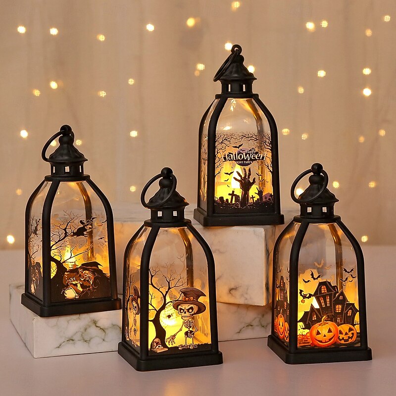 1 Pc 14.2CM Halloween Decoration Pumpkin Lantern Handheld Lantern Night Light Electronic Candle Wind Light Ghost Festival Party Decoration Props2