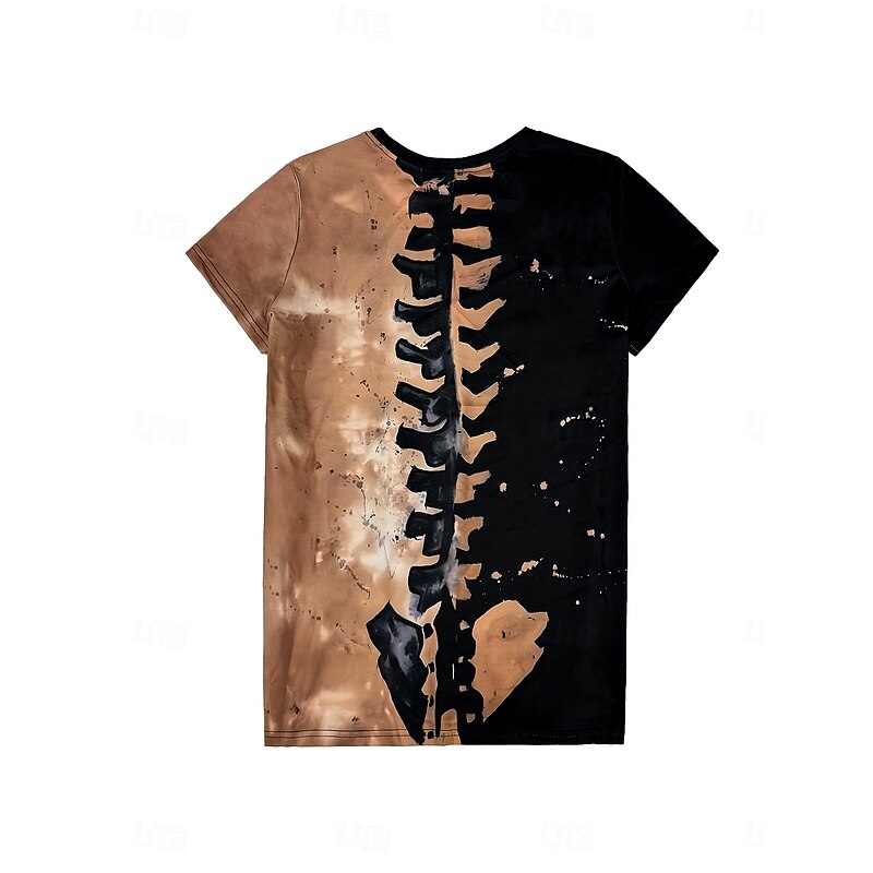 Halloween Women's T Shirt Skulls Graphic Skeleton Vintage Stylish Classic Short Sleeve Crew Neck Regular Tops Daily Weekend Print Black Fall Winter2