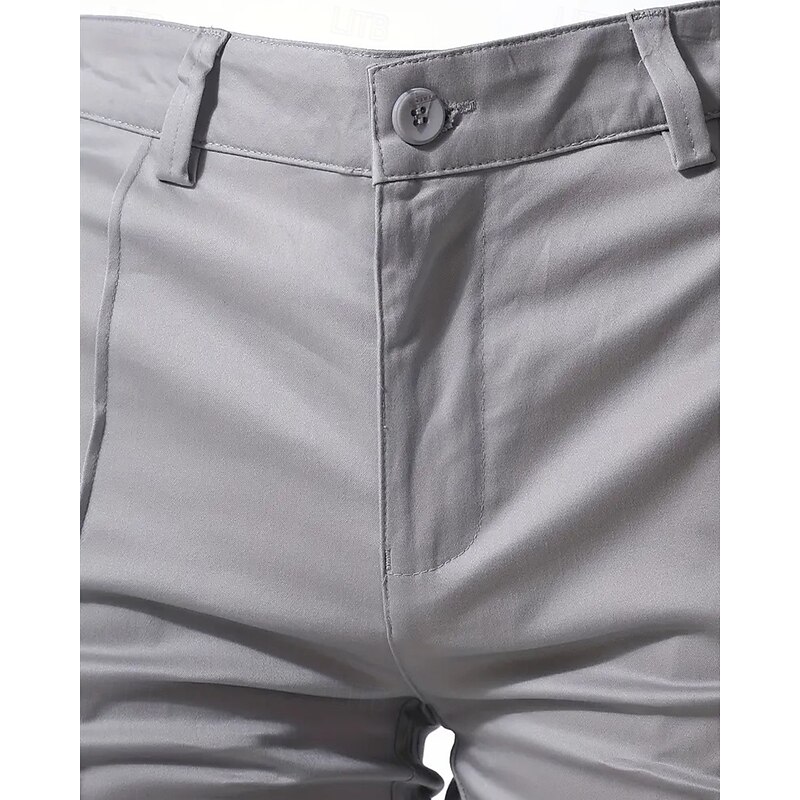 Men's Trousers Chinos Pleated Pants Pocket Buttons Plain Comfort Formal Party Work Fashion Classic Style Black Wine Micro-elastic3