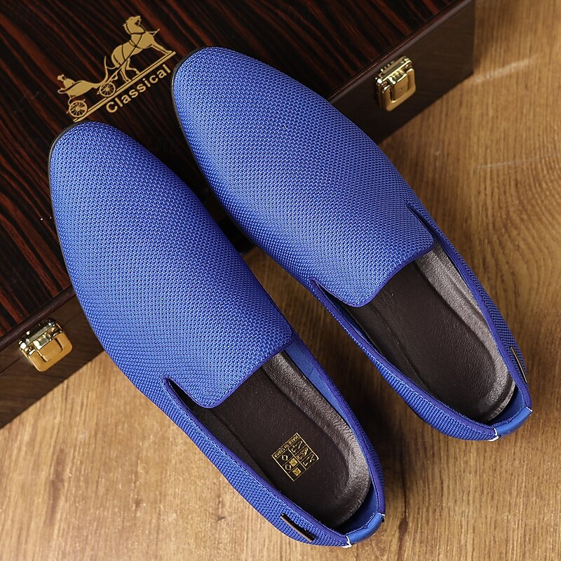 Men's Blue Textured Slip-On Loafers – Stylish Casual Shoes for Comfortable Everyday Wear and Social Events3