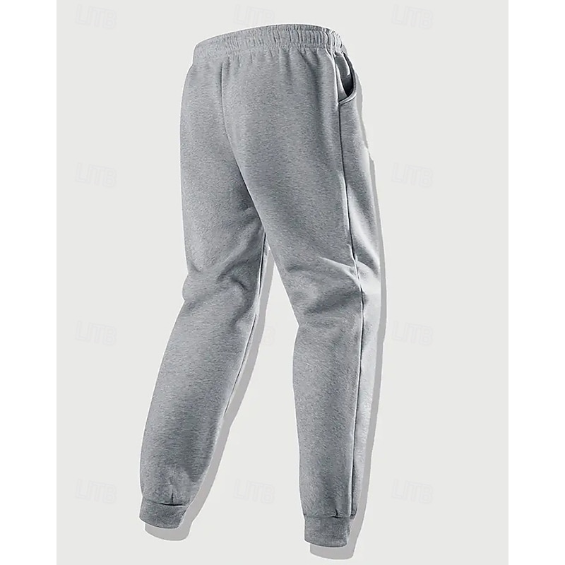 Multi Packs 2pcs Men's Gray+Khaki Sweatpants Trousers Drawstring Elastic Waist Plain Vacation Daily Wear Polyester Spring3