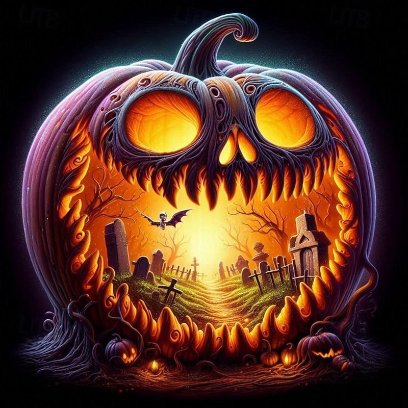 Halloween Men's Pumpkin T Shirt Short Sleeve T shirt 3D Print Crew Neck Shirt Exaggerated Designer Horror Party Street Holiday Yellow Orange Green Summer Spring All Seasons Clothing Apparel S M L XL4