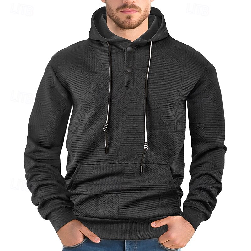 Men's Hoodie Pullover Hoodie Sweatshirt Fleece Hoodie Fleece lined Hoodie Black White Yellow Navy Blue Coffee Hooded Plain Textured Sports & Outdoor Casual Daily Streetwear Cool Sportswear Spring4