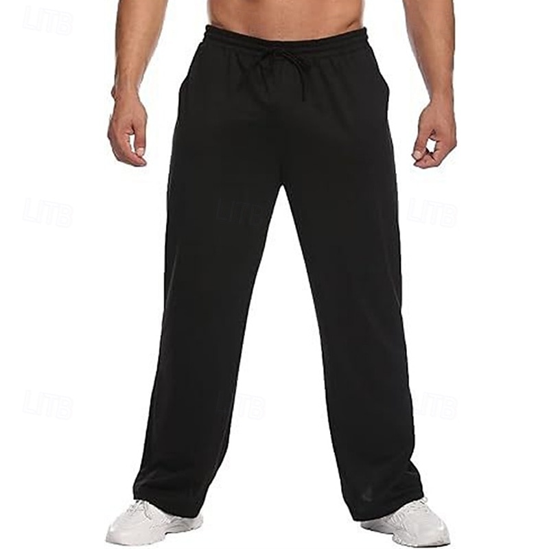 Men's Sweatpants Winter Pants Trousers Straight Leg Sweatpants Drawstring Pocket Elastic Waist Plain Comfort Sports Outdoor Daily Fashion Casual Black Army Green Micro-elastic2