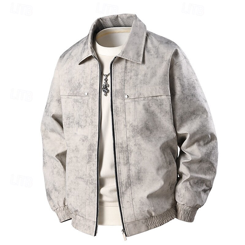 Men's Jacket Casual Jacket Outdoor Vacation Warm Zipper Pocket Fall Winter Plain Fashion Streetwear Standing Collar Regular Black Pink Beige Coffee Jacket4