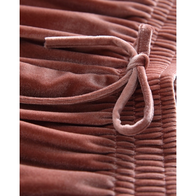 Women's Wide Leg Corduroy Pants Slacks Streetwear Casual Full Length Natural Plain Elastic Drawstring Design Comfortable Street Holiday Weekend Pink Fall Regular Fit4