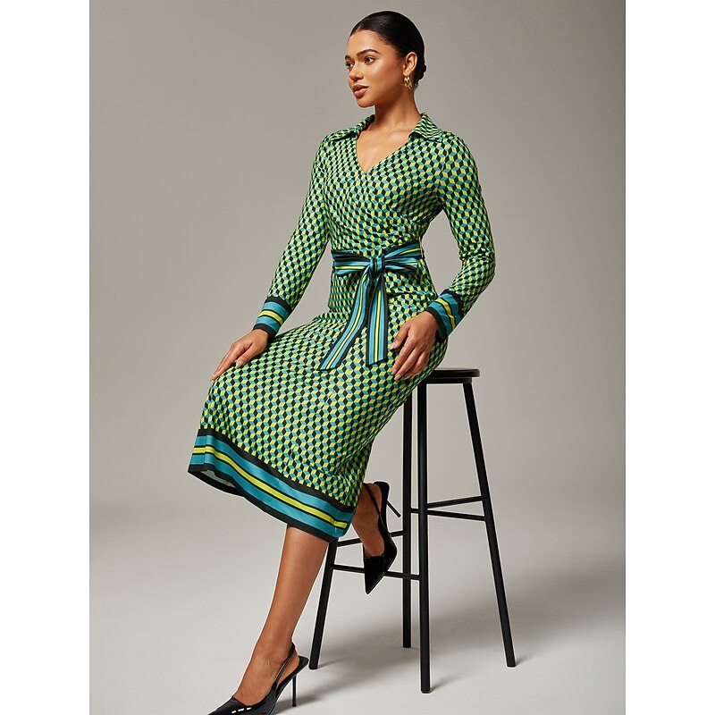 3D Geometric Stretchy Wrap Dress
