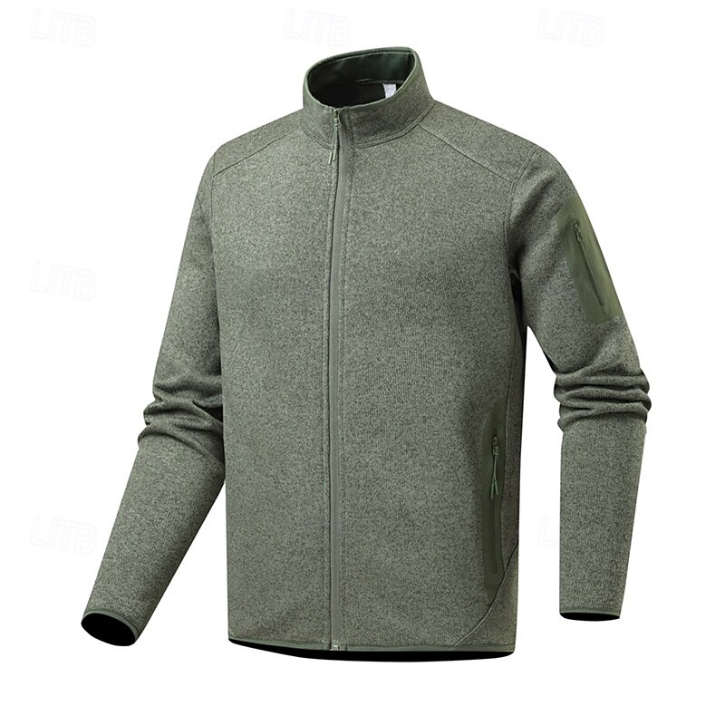 Men's Fleece Jacket Thermal Jacket Winter Outdoor Thermal Warm Top Blue Light Grey Green Grey