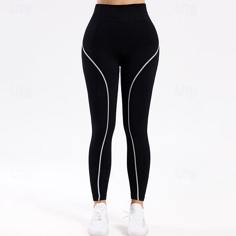 Women's Compression Pants Running Tights Yoga Leggings Tummy Control High Waist Gym Workout Athletic Bottoms Solid Color Black Fall Sports Activewear2