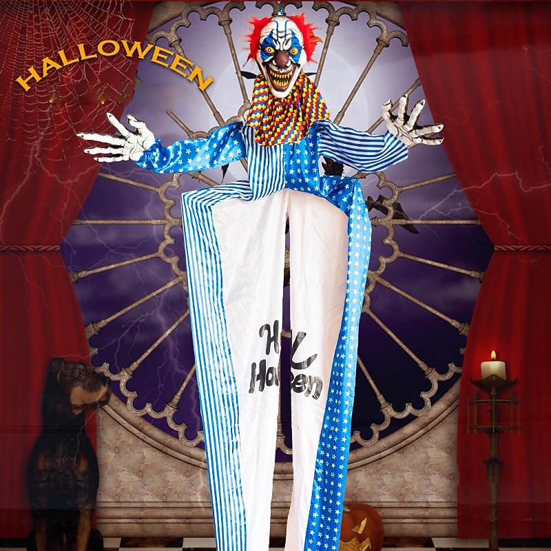 Halloween New Clown Door Curtain Hanging Decoration Amusement Park Outdoor Large Electric Sound-activated Sensory Prop