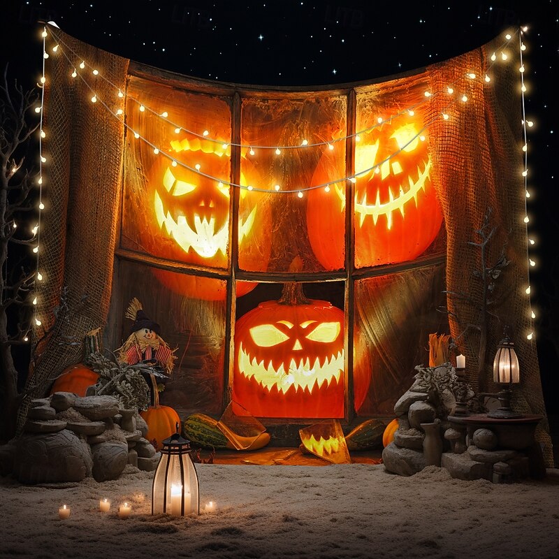 Halloween Tapestry Banners Wall Hangings Pumpkin 3D Dark Punk Gothic Style Party Dorm Shooting Backgrounds Home Decor4
