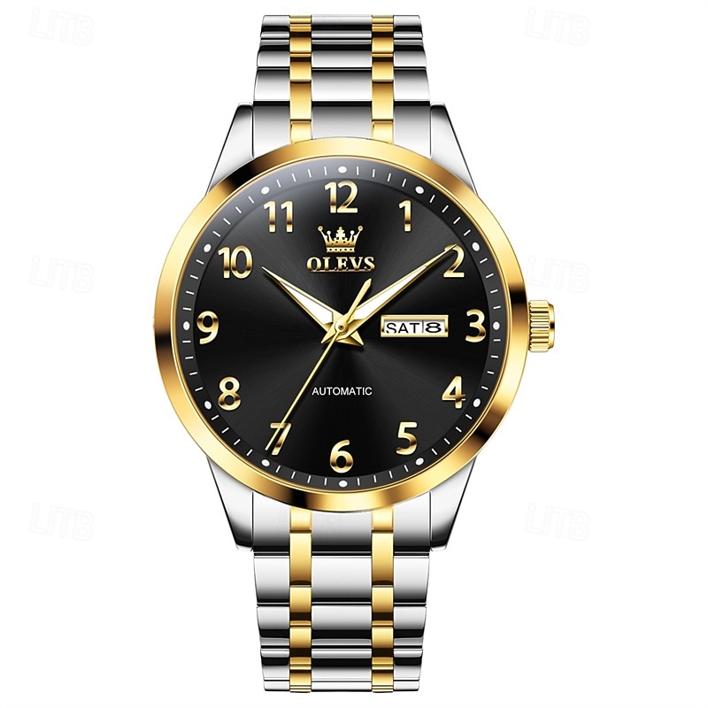 The New Olevs Stainless Steel Men'S Business Watch With Luminous Calendar And Day Display Waterproof Multi-Functional Automatic Mechanical Watch Casual And Simple Digital Versatile Men'S Wristwatch4