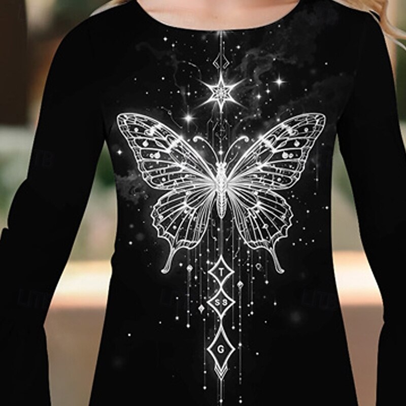 Girls' 3D Butterfly Dress Ruffle Dress Long Sleeve Summer Spring Vacation Daily Holiday Beautiful Sweet Kids 4-12 Years Casual Dress Knee-length Regular Fit3