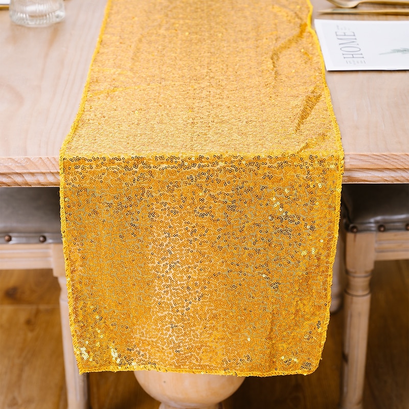 Christmas Table Runner Yellow Sequin Festive Holiday Tablecloth Daily Home Decoration Perfect Christmas Dining Accent Seasonal Celebration Atmosphere Accessory2