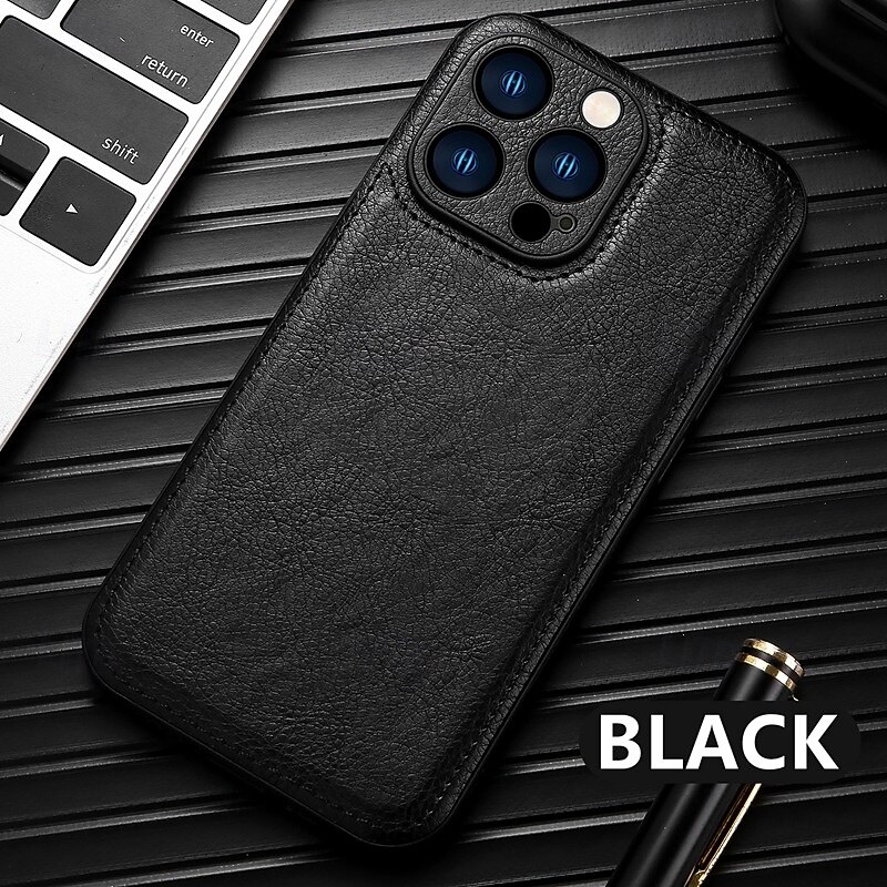 Phone Case For 16 15 14 Pro Max Plus 16e 13 Pro Max Back Cover Shockproof Retro TPU PU Leather