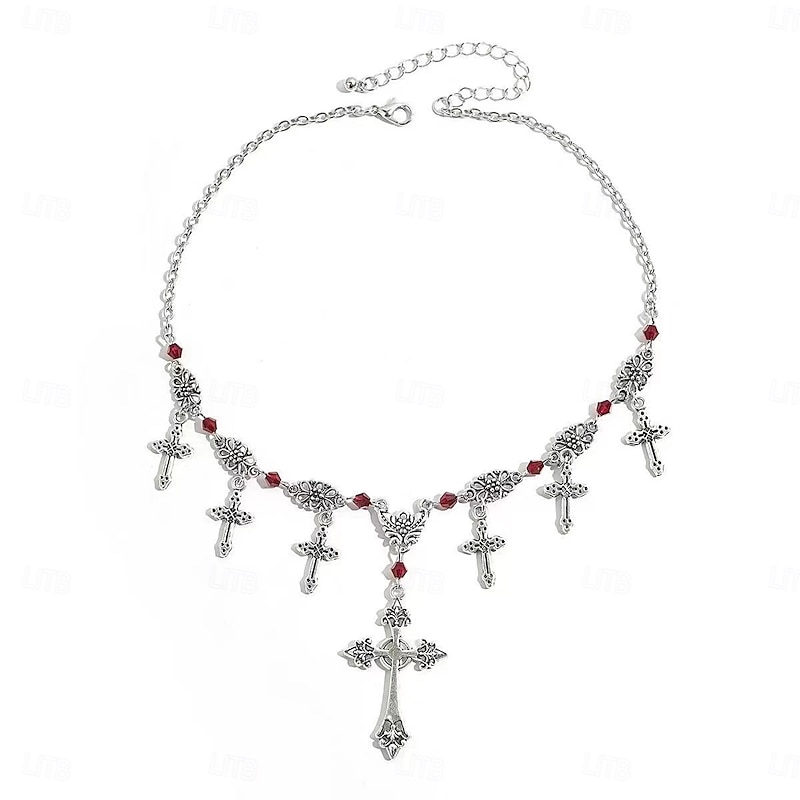 Punk & Gothic Necklace Choker Cross Pendant Witch Vampire Fancy Dress Women's Halloween Carnival Performance Party Casual Adults' 1 Necklace All Seasons3