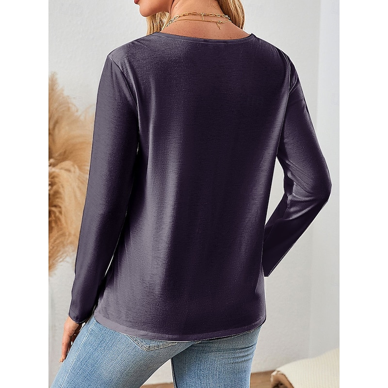 Halloween Women's T Shirt Graphic Halloween Elegant Vintage Stylish Long Sleeve V Neck Regular Tops Daily Going out Weekend Print Blue Purple Green Spring Fall2