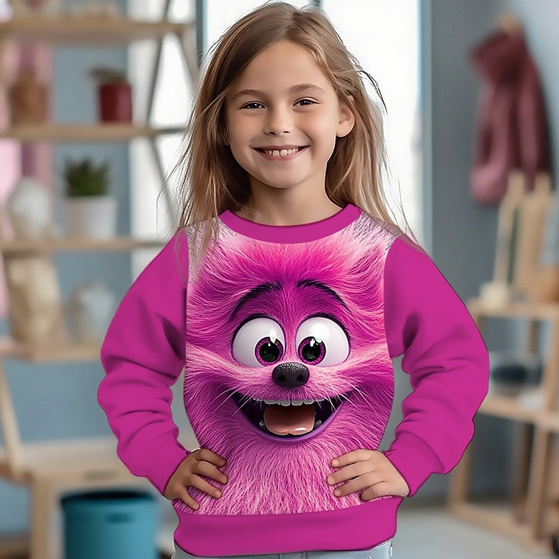 Girls' 3D Animal Sweatshirt Long Sleeve Spring Fall Fashion Basic Kids 4-12 Years Crew Neck Outdoor Casual Daily Regular Fit3