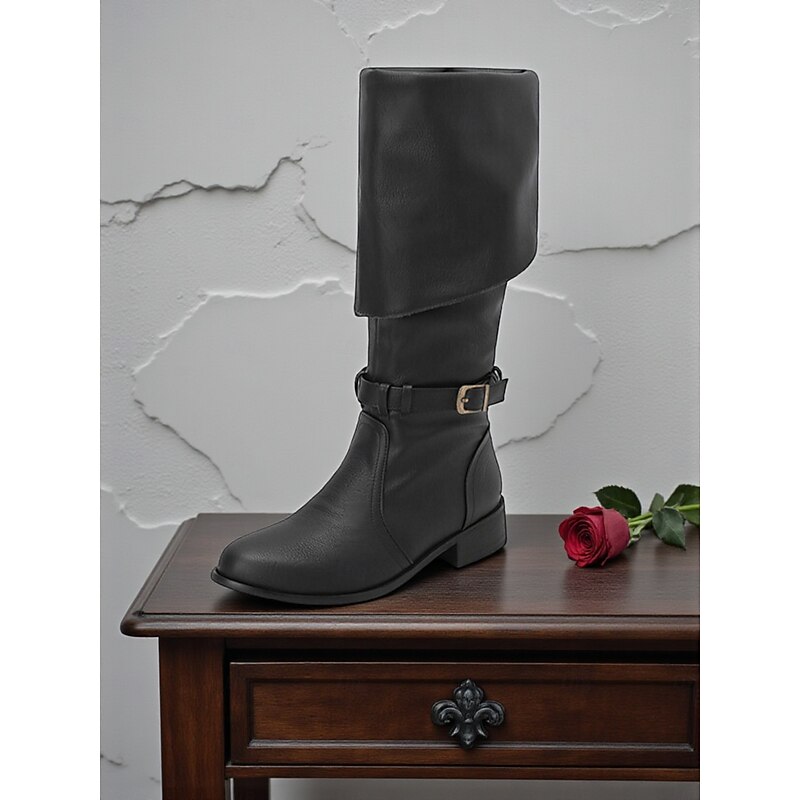 Women's Convertible Over the Knee Boots with Foldable Shaft, Retro Casual Style, Versatile Design for Everyday Urban Fashion2