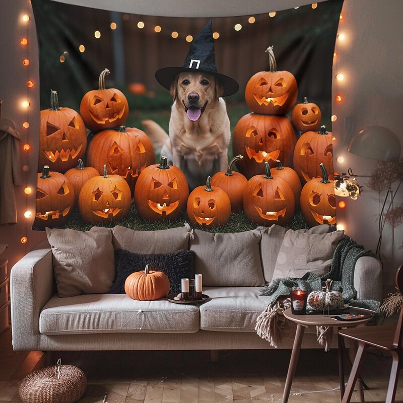 Halloween Tapestry Banners Blanket Pumpkin Dog 3D Dark Punk Gothic Style Party Dorm Shooting Backgrounds Home Decor4