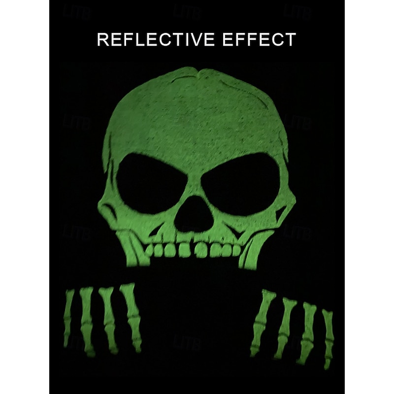 Men's Reflective Skull Beanie – Polyester Knit with Skeleton Print, Glow-in-the-Dark Effect – Perfect for Halloween and Casual Wear2