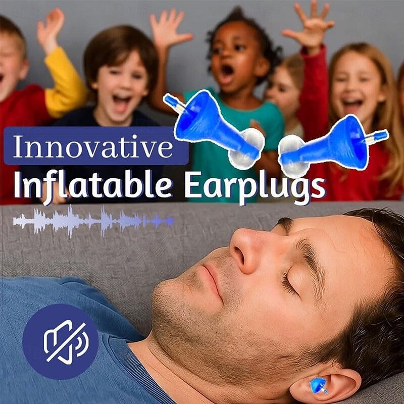 1 Pair Innovative Inflatable Earplugs Ultra-Comfy Reusable Noise-Reducing Earplugs Flexible Waterproof Silicone Hearing Protection for Deep Focus3