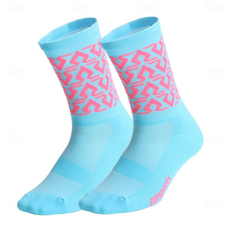 Socks Cycling Socks Bike Socks Sports Socks Athletic Socks Camping / Hiking Hiking Outdoor Exercise Bike / Cycling High Elasticity Comfortable Breathable 1 Pair Grid / Plaid Geometic Letter & Number