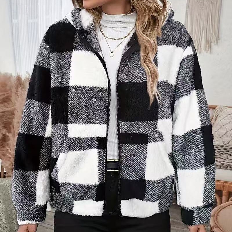 Women's Fleece Jacket Thick Warm Zip Up Long Sleeve Sports Color Block Top For Outdoor Travel Vacation Activewear4