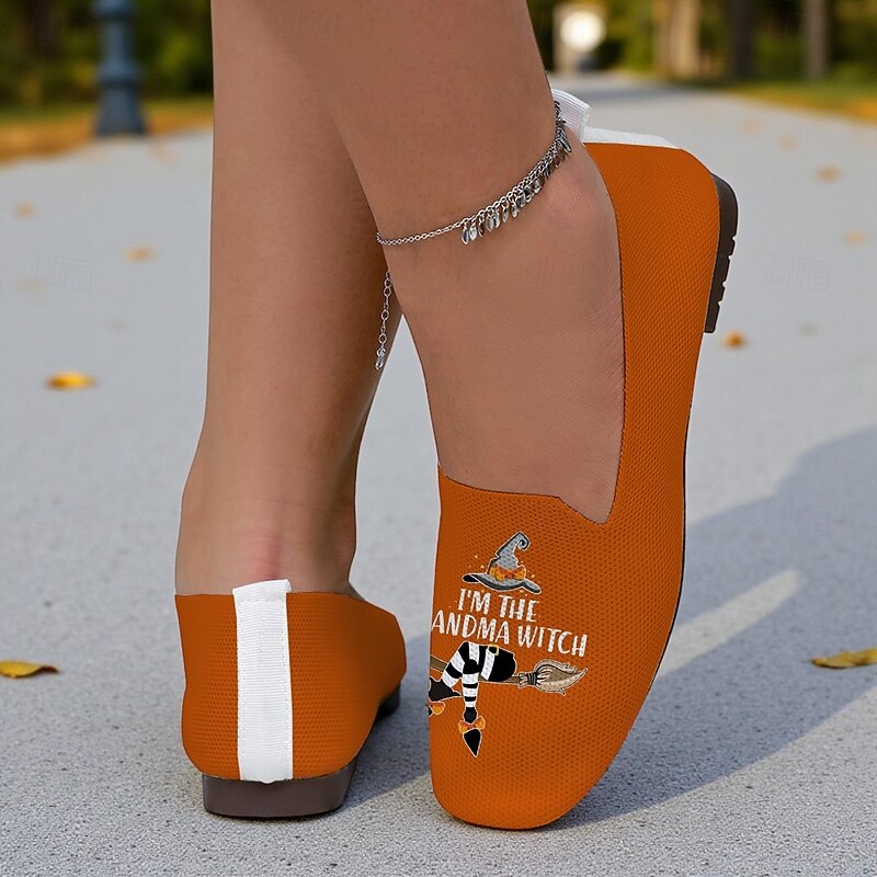 Women's Flyknit Slip-On Shoes with "I'm the Grandma Witch" Print – Lightweight Halloween Casual Shoes for Fall Festivities and Daily Wear3