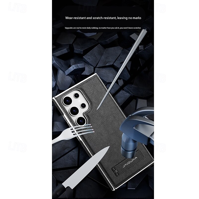 Phone Case For Samsung Galaxy S25 S24 S23 Ultra Plus Back Cover with Stand Holder Shockproof Retro TPU PU Leather4