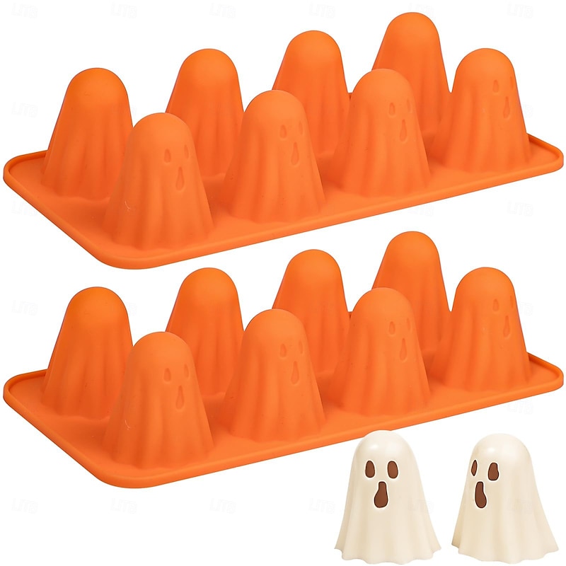 Halloween Ghost Jello Mold - 2.25x2.5 Inch Non-Toxic Food-Grade Silicone Mold for Halloween Party Decorations Home Sensitive Light Beige Durable