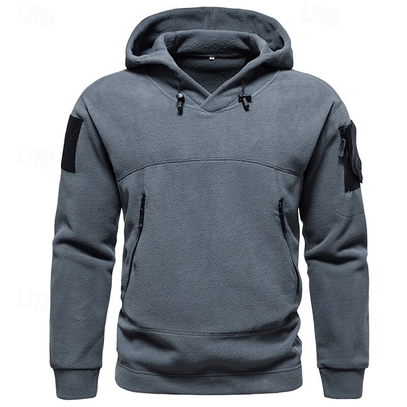 Men's Hoodie Fleece Hoodie Tactical Hoodie Black Army Green Dark Gray Hooded Plain Patchwork Zipper Sports & Outdoor Casual Daily Streetwear Cool Sportswear Spring &  Fall Clothing Apparel Hoodies