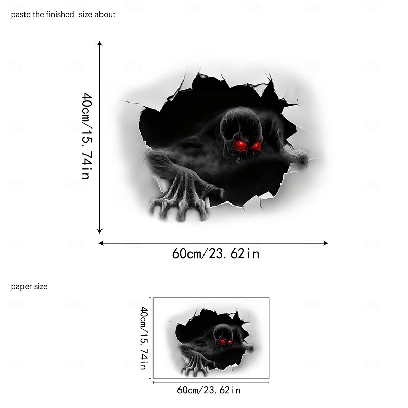 Halloween 3D Wall Sticker, Scary Hand Through Wall Decal, Self-Adhesive Removable Background Wall Decoration for Living Room Restaurant Halloween Party Decor3