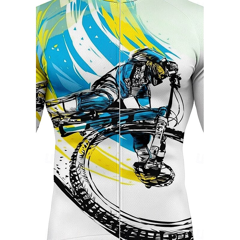 Men's Men Tops Cycling Jersey Graphic Bicycle Long Sleeve Bike Jersey Top with 3 Rear Pockets Sun Sun Protection Sunscreen Quick Dry Sports Blue Clothing Apparel3
