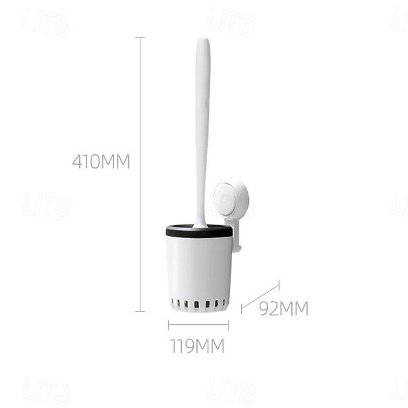 TAILI Toilet Brush Wall Mounted, Suction Cup Toilet Brush with Silicone Bristles Toilet Brush and Holder with Ventilated Holder Toilet Cleaner Brush3
