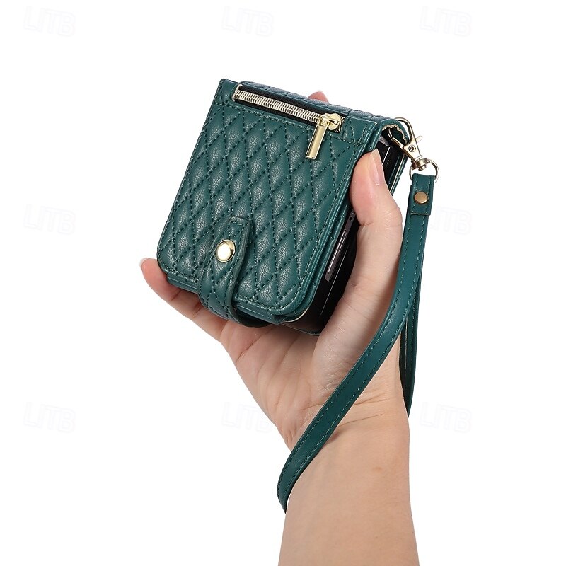 Phone Case For Samsung Galaxy Z Flip 7 Z Flip 6 Z Flip 5 Z Flip 4 Wallet Case Zipper with Lanyard Card Slot TPU PU Leather3