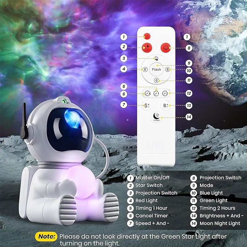 Star Projection Galaxy Night Light Astronaut Light Projector Star Nebula Ceiling LED Light 360Adjustable & Timer & Remote Control for Kids/Bedroom/Christmas/Birthday/Valentine's Day Gifts4
