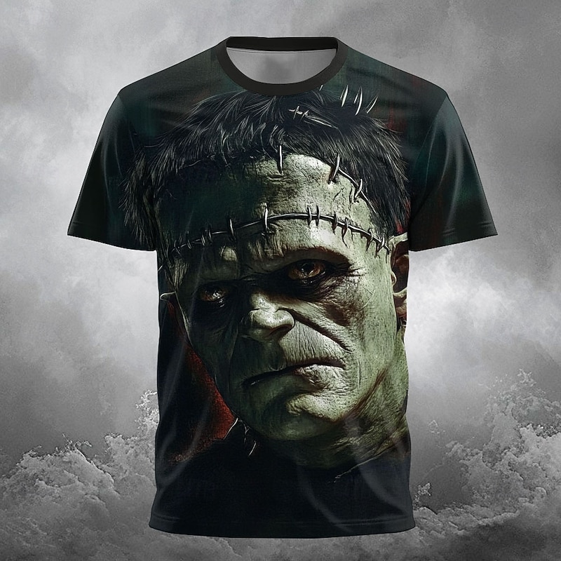 Halloween Men's Zombies 3D T Shirt Short Sleeve T shirt 3D Print Crew Neck Shirt Exaggerated Designer Horror Party Street Holiday Black 1 Black 3 Black 2 Summer Spring All Seasons Clothing Apparel S2