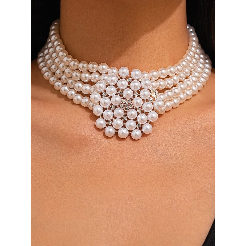 Women's Pearl Necklace and Bracelet Set Vintage Gatsby Style Jewelry for Parties and 1920s Themed Events3