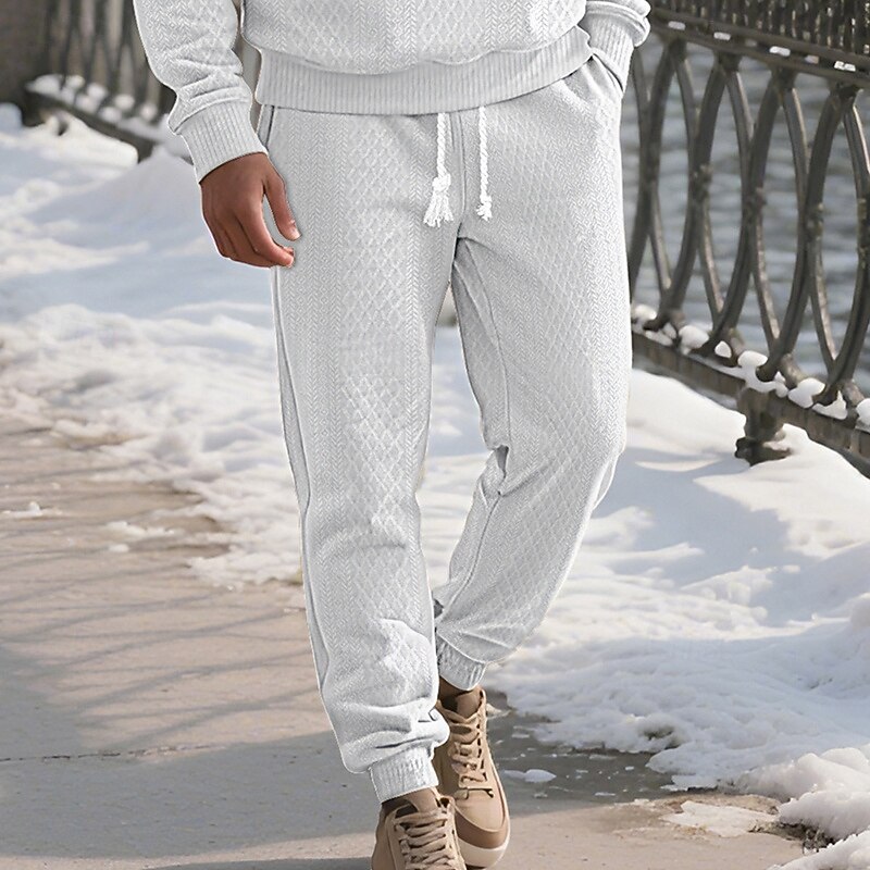 Men's Sweatpants Joggers Trousers Jacquard Drawstring Pocket Plain Comfort Sports Outdoor Daily Fashion Casual ArmyGreen Black Micro-elastic2