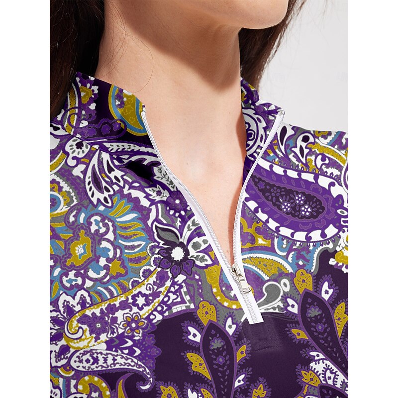 Women's Golf Polo Shirt Dark Purple Long Sleeve Top Ladies Golf Attire Clothes Outfits Wear Apparel3