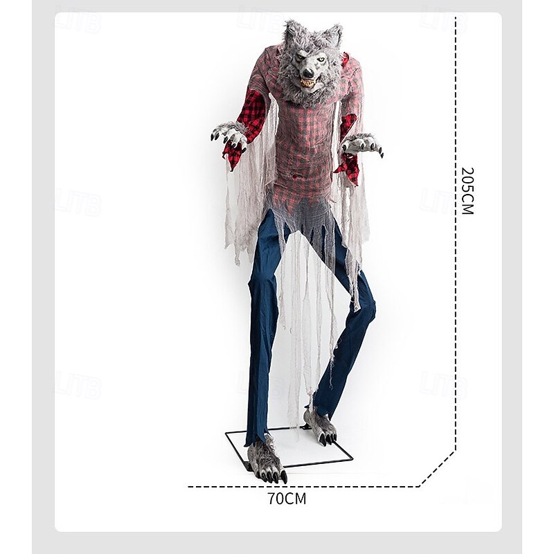 Large Halloween Electric Werewolf Ornament Outdoor Horror Sensor Decoration Haunted House Amusement Park Decoration Props3