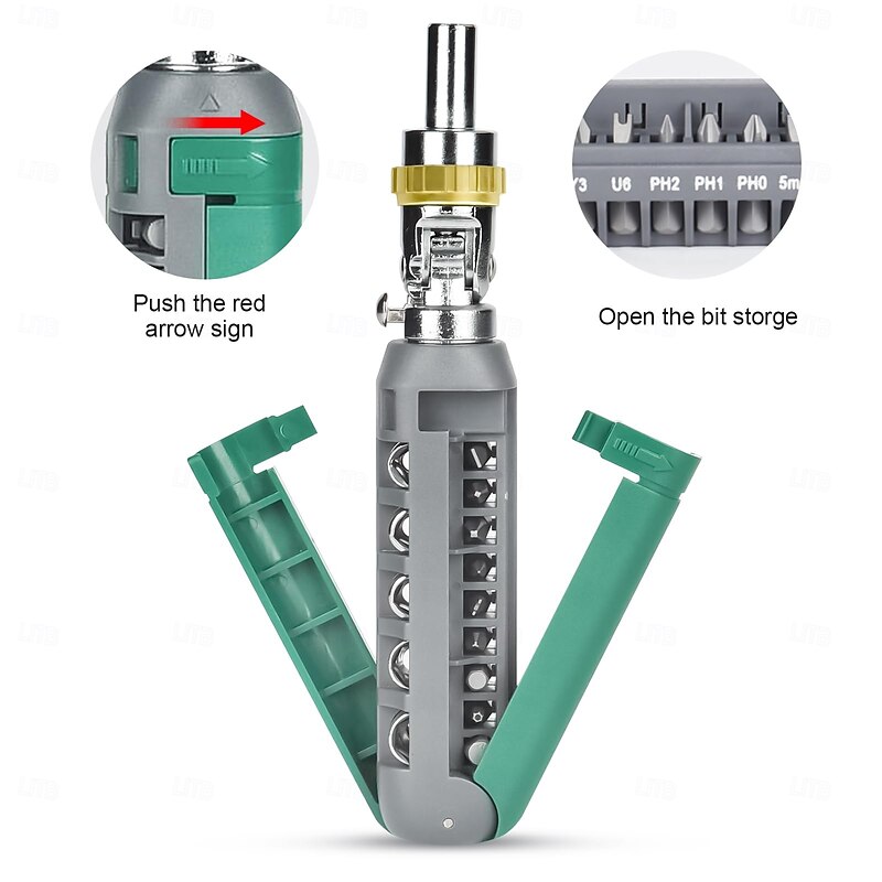 Ratcheting screwdriver set Tool Kit 14-in-1 Screw Driver Set Kit Multi Screwdriver with Magnetic Tip, 180 Degree Adjustable Angle Screwdriver Set Repair Tool4