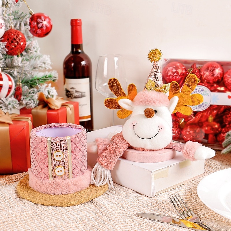 Christmas Candy Jar Pink Apple Box Gift Christmas Eve Snowman Reindeer Peace Fruit Packaging Festive Holiday Decoration Perfect Seasonal Christmas Party Present4