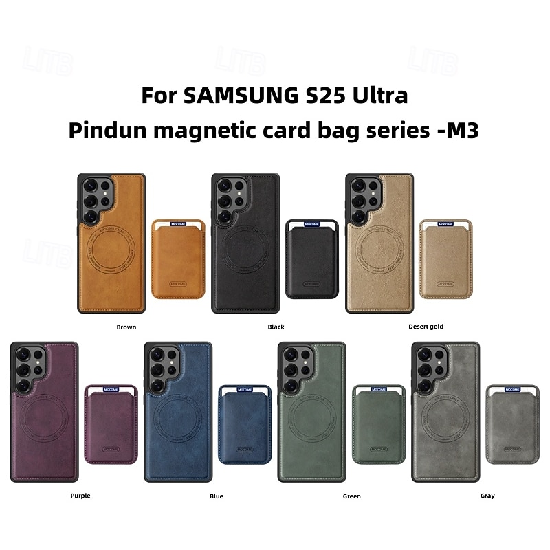 Phone Case For Samsung Galaxy S25 S25 Edge S24 S24 FE S23 Ultra Plus S22 Plus  Ultra Back Cover Magnetic Card Slot Shockproof Retro TPU PU Leather3